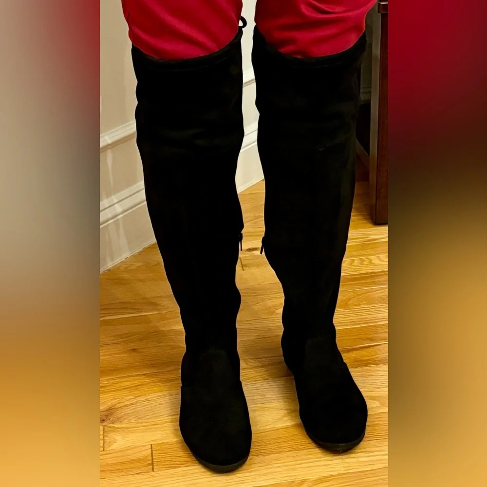 Time and Tru Steve Madden Boots women’s sz 8.5W Black Knee High, Wide Width EUC